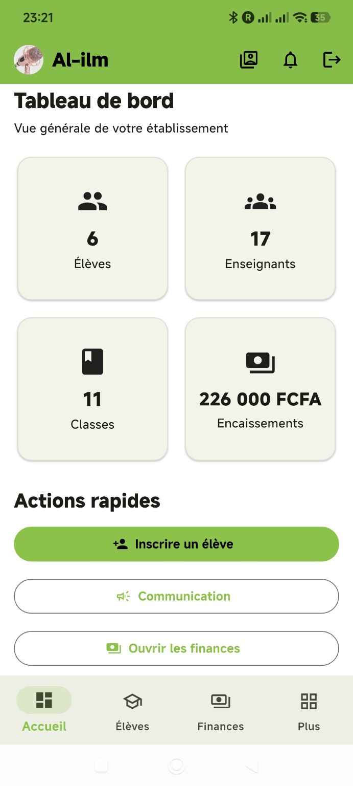 Tableau de bord Direction FalaGeS